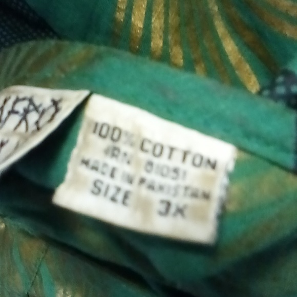 Vintage African dress and matching headband Afro Max brand size 3X Rare green - Picture 6 of 8